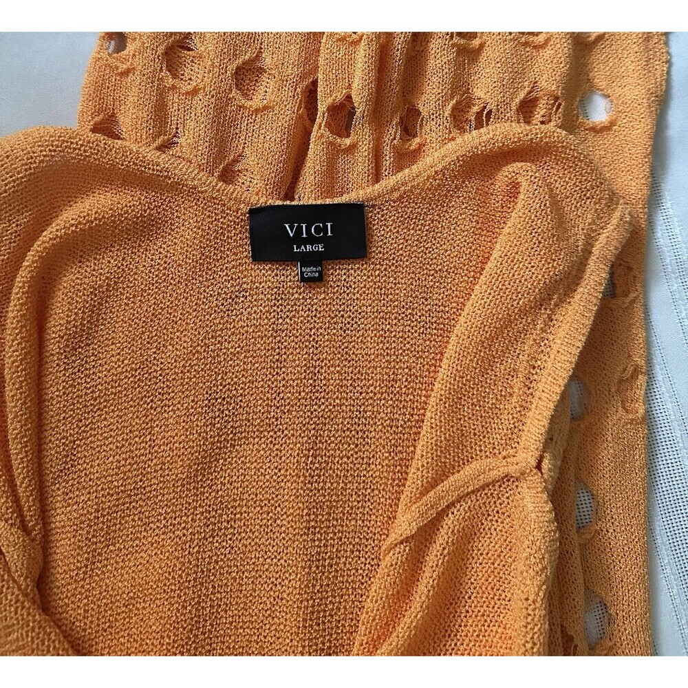 Vici Caliana Tassel Cover-Up Maxi Dress Size L Orange Boho Style Sleeveless EUC - Picture 14 of 16